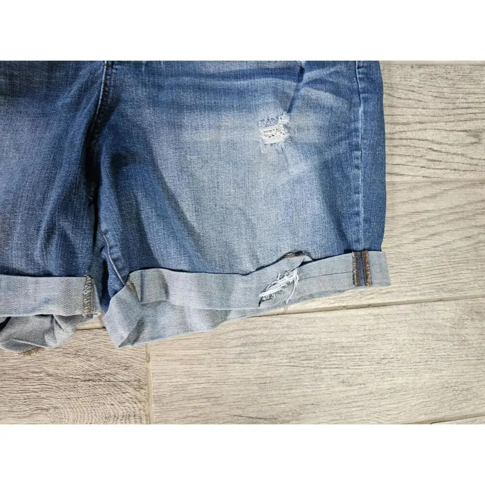 Women's Terra & Sky Denim Jeans Shorts Distressed Size 28W Blue Elastic Waist - Picture 6 of 12